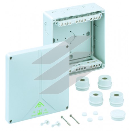 Розподільча коробка Abox 160-16² (180x180x91), клема 5 пол.х16мм² (4х6²/4х10²/4х16² на кожний пол.), полістирол, введеня-12 місць (2-М20, 3-М25/М32, 5-М32/М40, 2-М25/М32 на днищі), IP65 Spelsberg